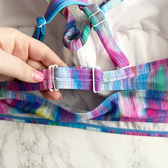 Torrid Multicolor Endless Stripe Push-up Demi Bikini Top Size 4X New with Tags - Picture 6 of 9